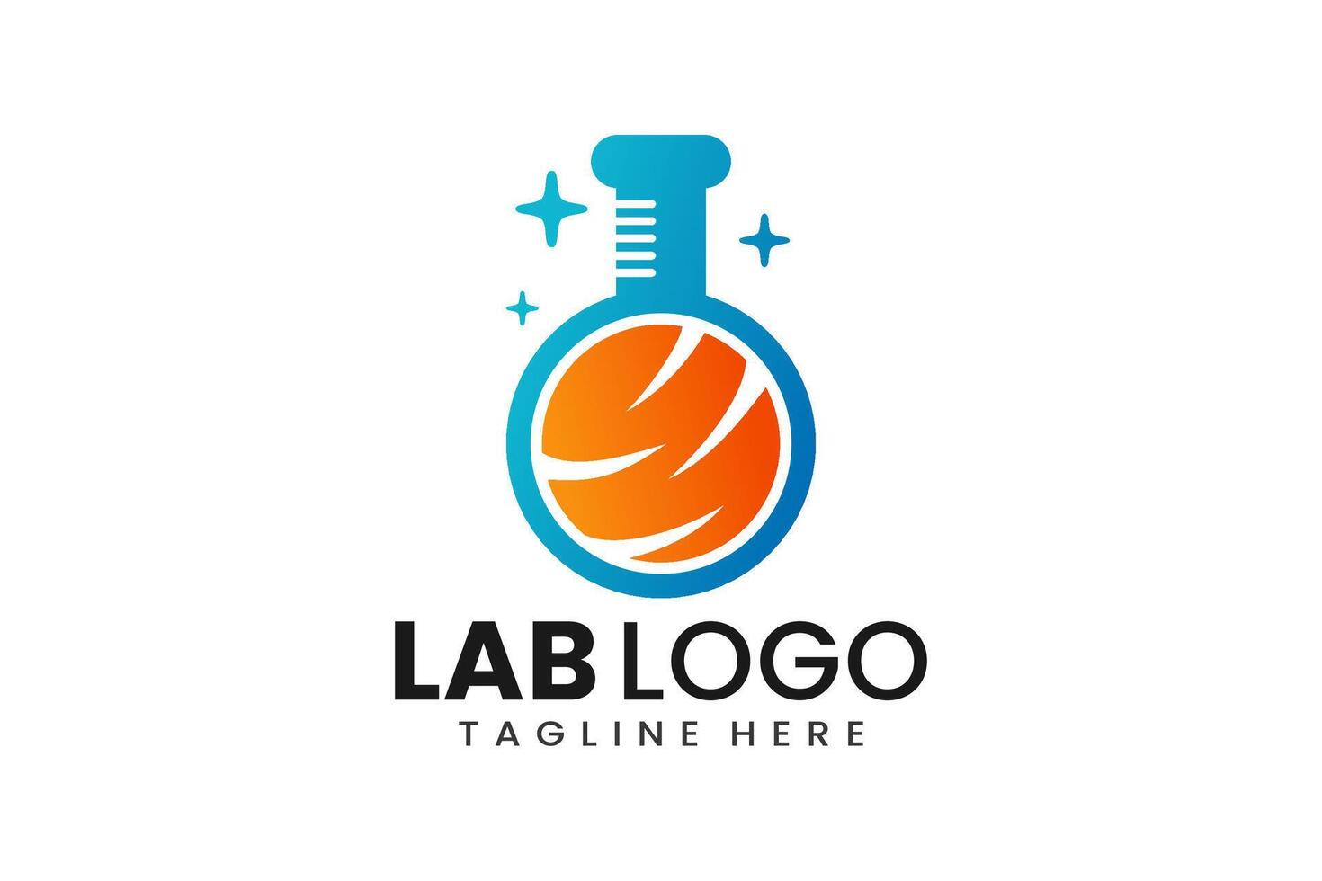 plano moderno sencillo naranja líquido laboratorio logo modelo icono símbolo diseño ilustración vector