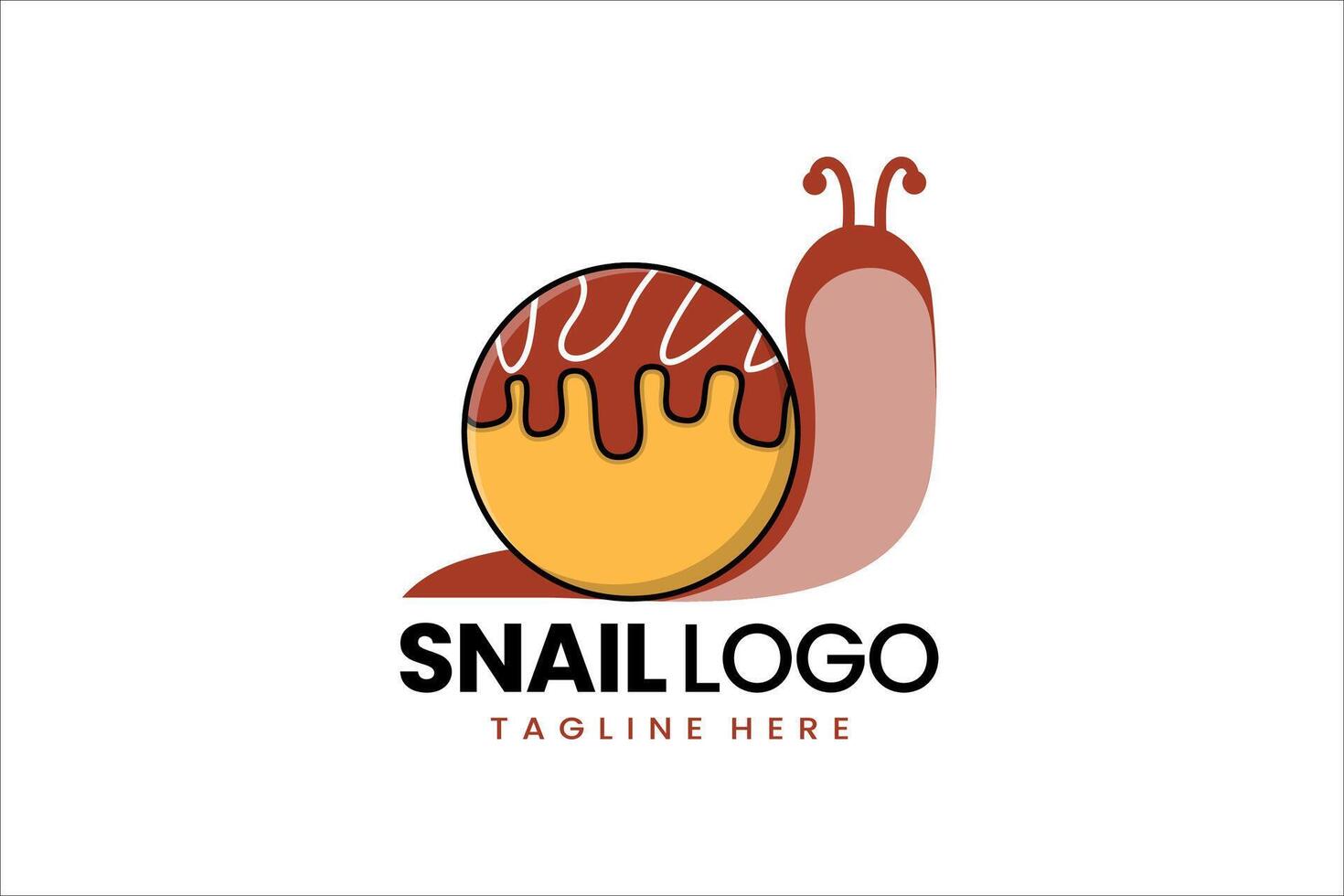 plano moderno sencillo takoyaki caracol logo modelo icono símbolo diseño ilustración vector