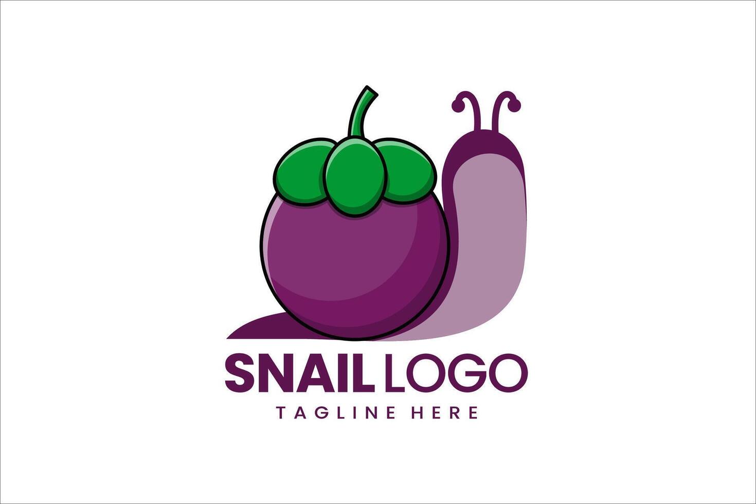 Flat modern simple mangosteen snail logo template icon symbol design illustration vector