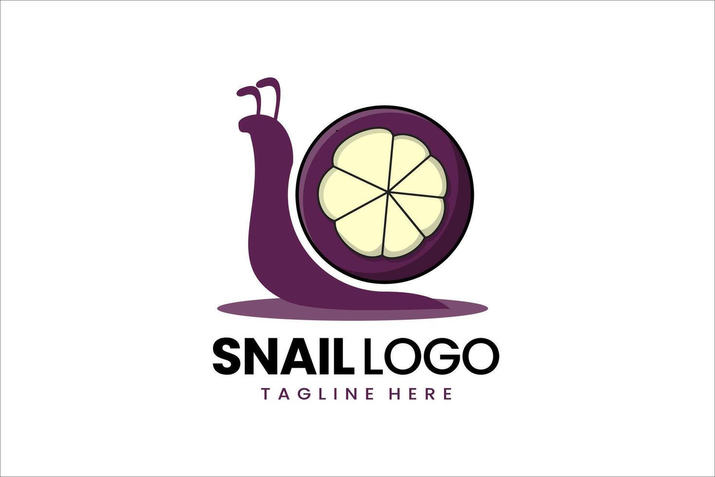 plano moderno sencillo mangostán caracol logo modelo icono símbolo diseño ilustración vector