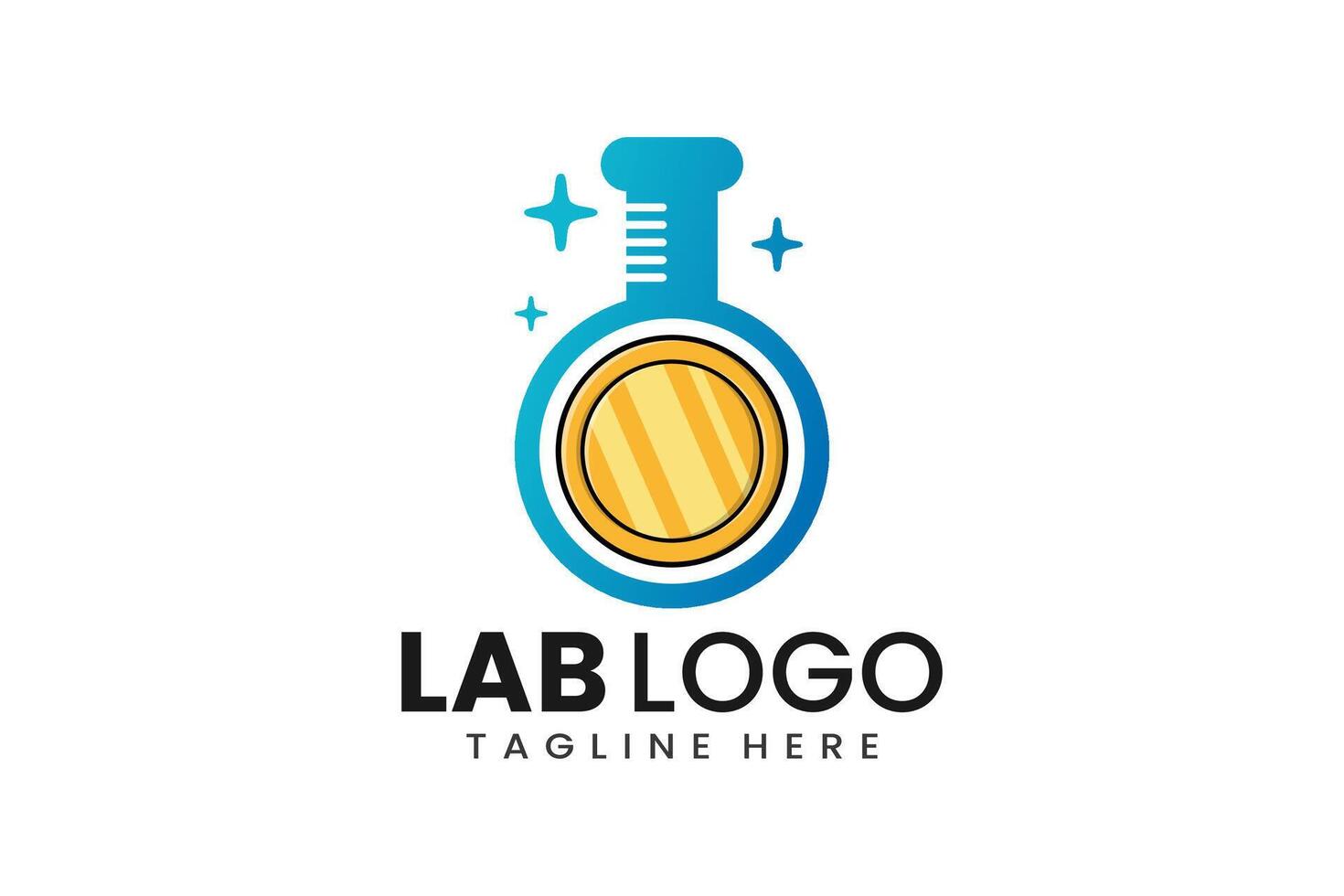 Flat modern simple gold coin laboratory logo template icon symbol design illustration vector