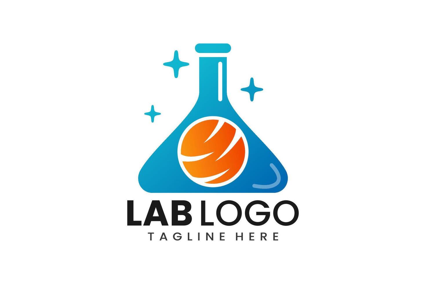 Flat modern simple orange liquid laboratory logo template icon symbol design illustration vector