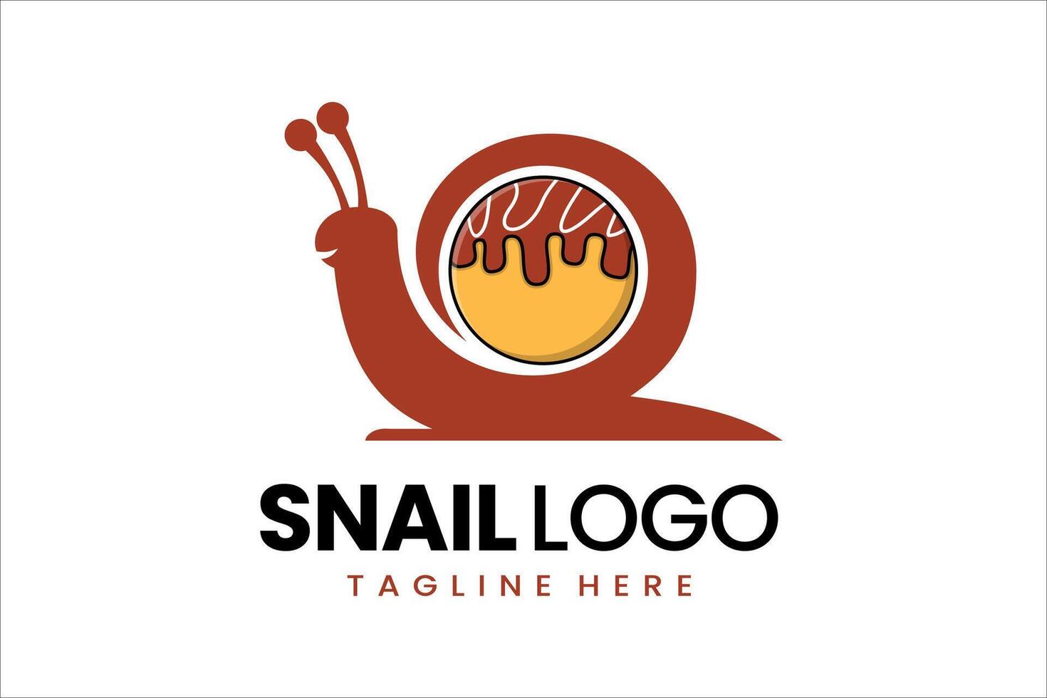 plano moderno sencillo takoyaki caracol logo modelo icono símbolo diseño ilustración vector