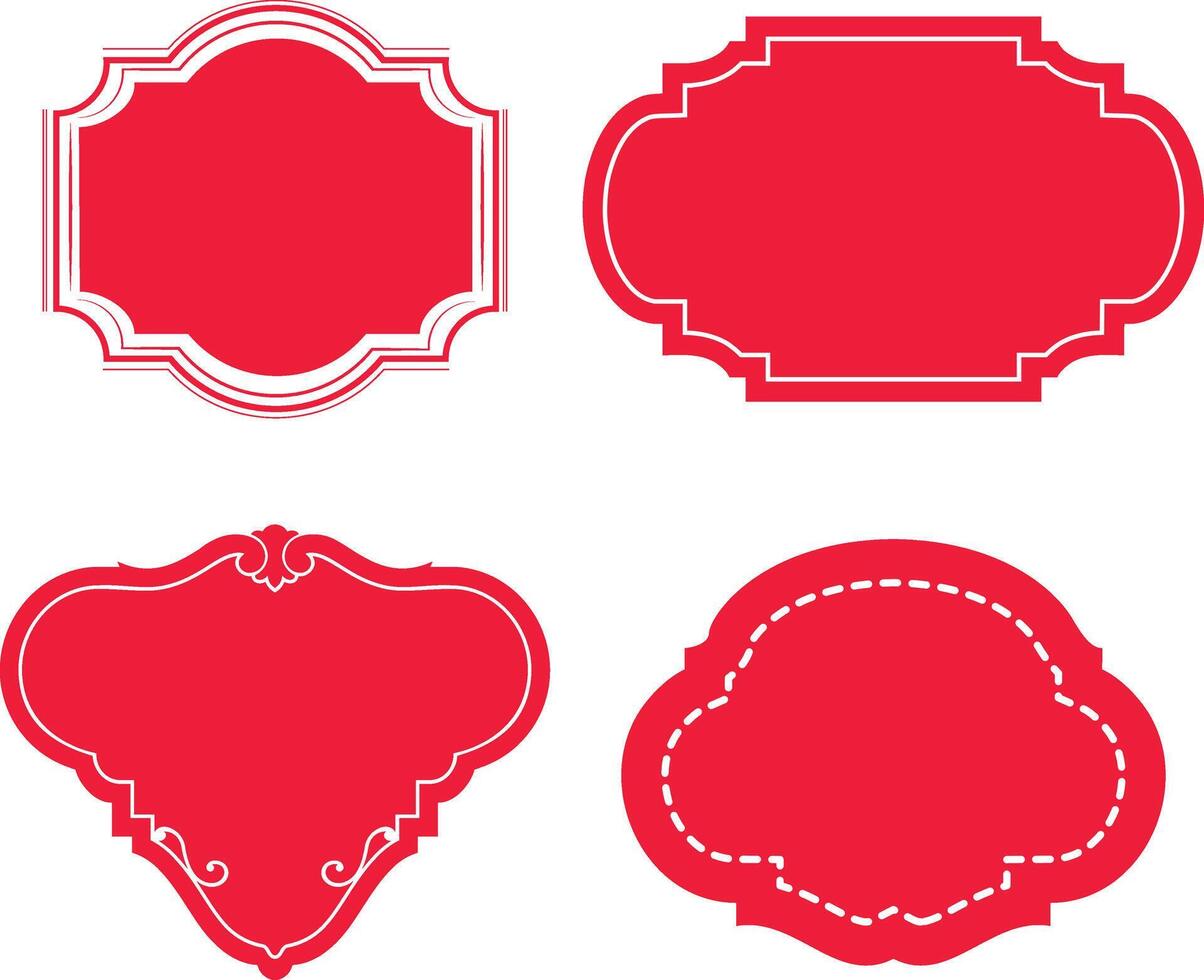 Red illustration of a set of scrapbook design frame for Christmas and New Year holidays, birthdays and gifts - tags, labels, discount cards vector