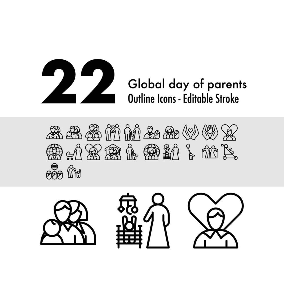 22 Global day of parents line icon vector