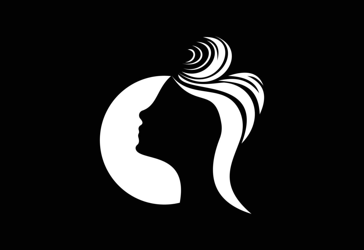 mujer cara ,luna , belleza spa logo concepto vector