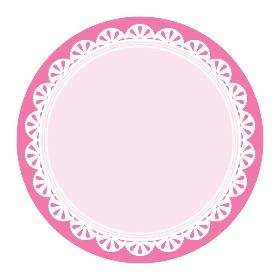 sencillo elegante rosado circular marco decorado con redondo guisado al gratén cordón diseño vector