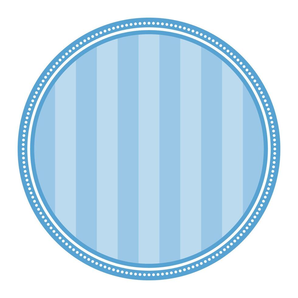 Striped Blue Circular Elegance Plain Sticker Round Blank Label vector