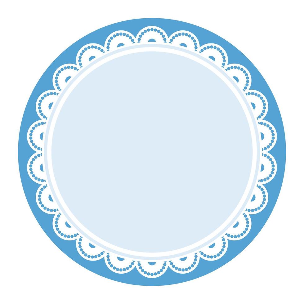 Simple Elegant Bold Blue Lace Decorated With Circular Edge Design vector