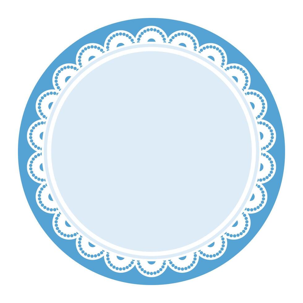 Simple Elegant Bold Blue Lace Decorated With Circular Edge Design vector