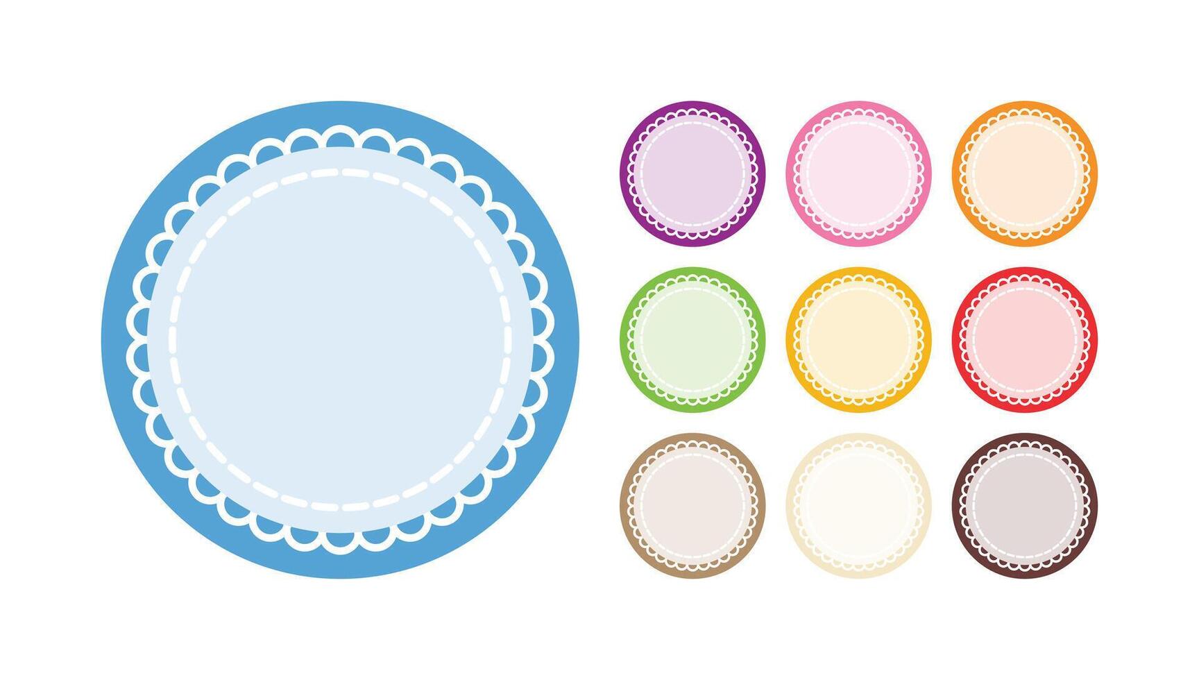 Set Of Simple Bold Scalloped Round Edge Circle Design Elements vector