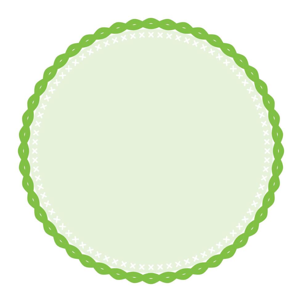 Simple Decorative Green Lace Circle Blank Plain Sticker Label Background Design vector