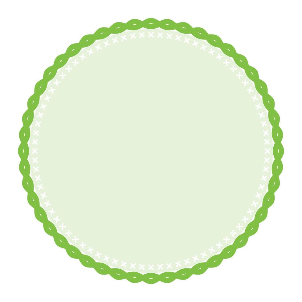 Simple Decorative Green Lace Circle Blank Plain Sticker Label Background Design vector
