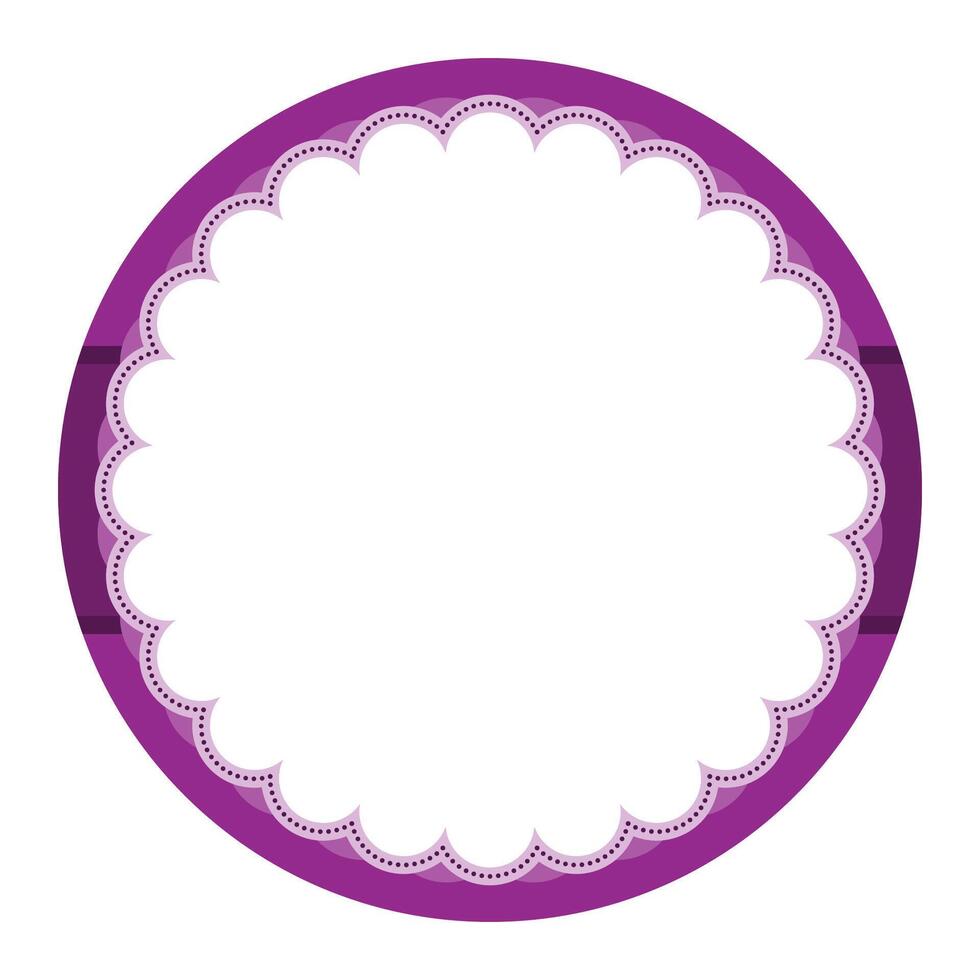 Simple Purple Ornamental Round Sticker Plain Label Blank Background Seal Design vector