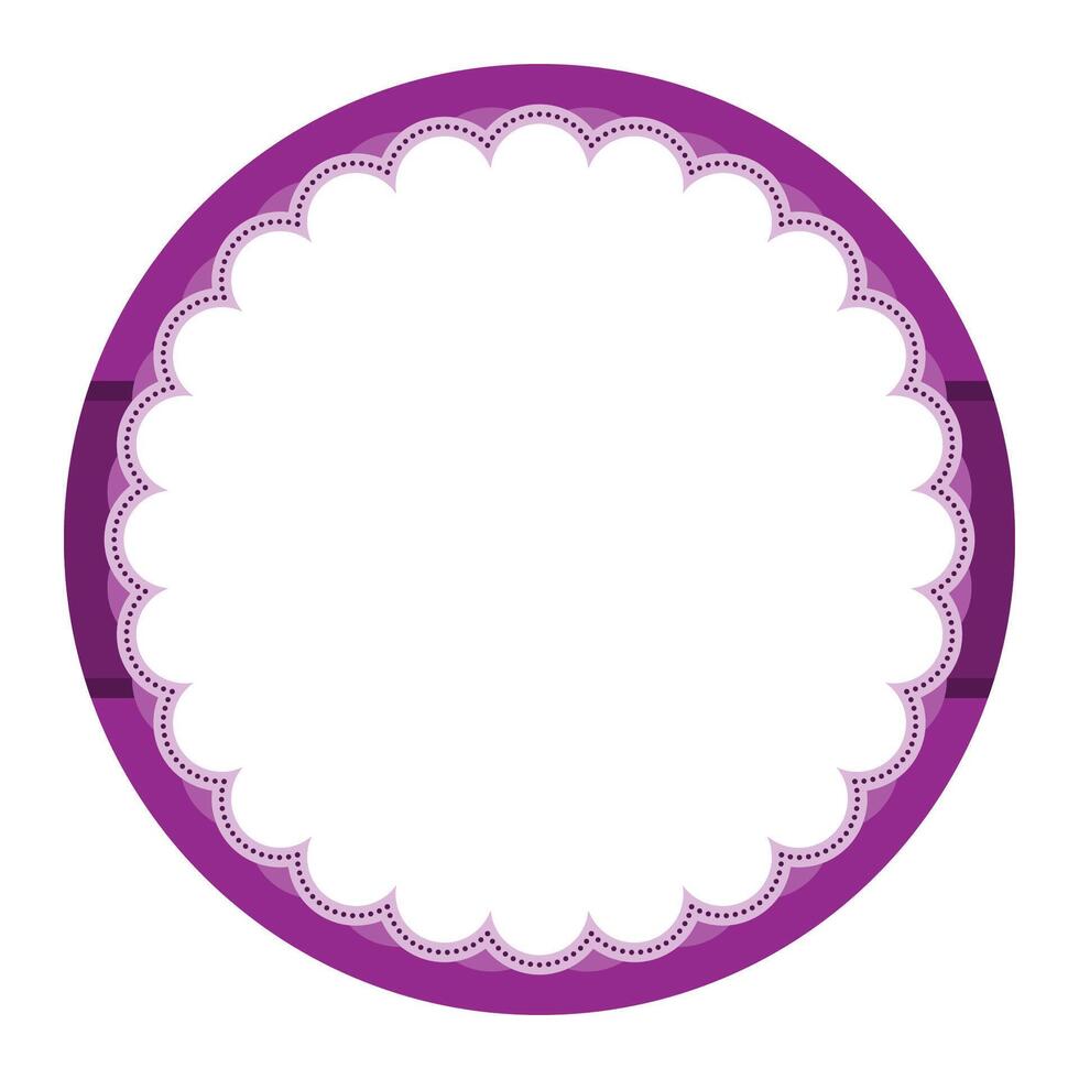 Simple Purple Ornamental Round Sticker Plain Label Blank Background Seal Design vector