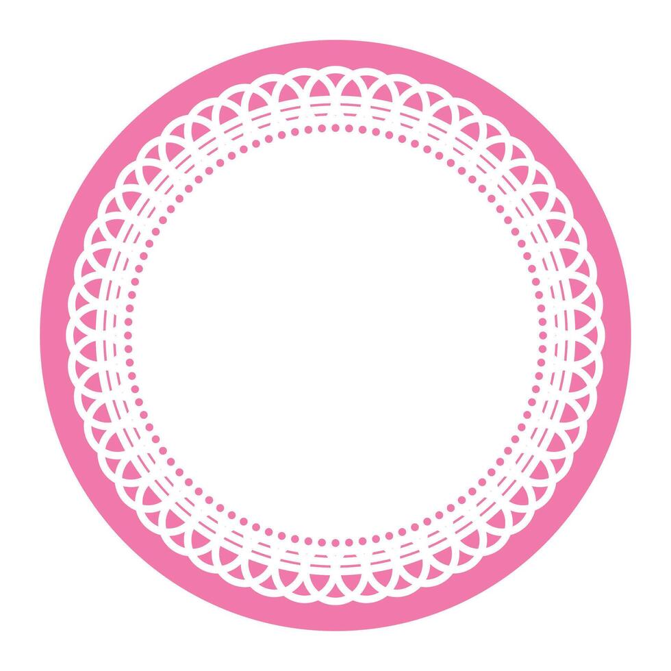 sencillo detallado ligero rosado simétrico redondo ornamental cordón circulo blanco marco frontera elemento vector