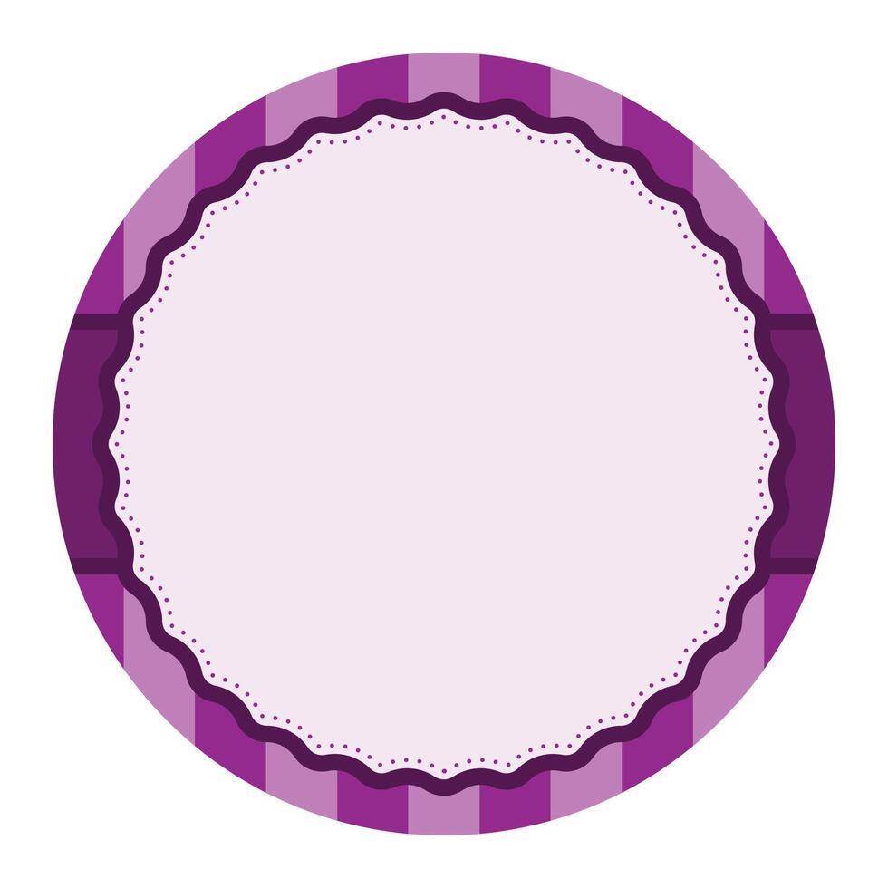 Simple Purple Plain Round Circle Background Design With Scalloped Edge And Stripe Ornament vector
