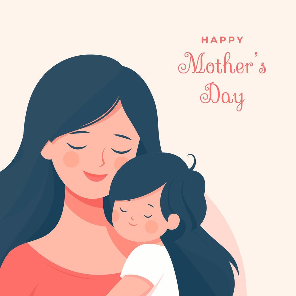 Happy Mother Day Artwork With Capturing the Essence of Motherhood In Simple Flat Illustration Style vector