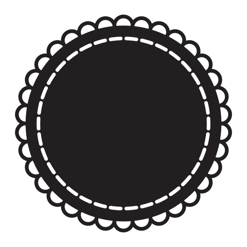 Simple Black And White Monochrome Geometric Circle Frame Shape Element vector