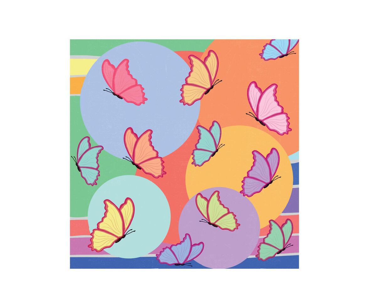 retro maravilloso mariposa sin costura modelo. mariposas repetir 70s 90s Años 80 antecedentes con otoño colores en un retro hippie estético. pastel mariposa sin costura repetir, linda mariposa fondo de pantalla. vector