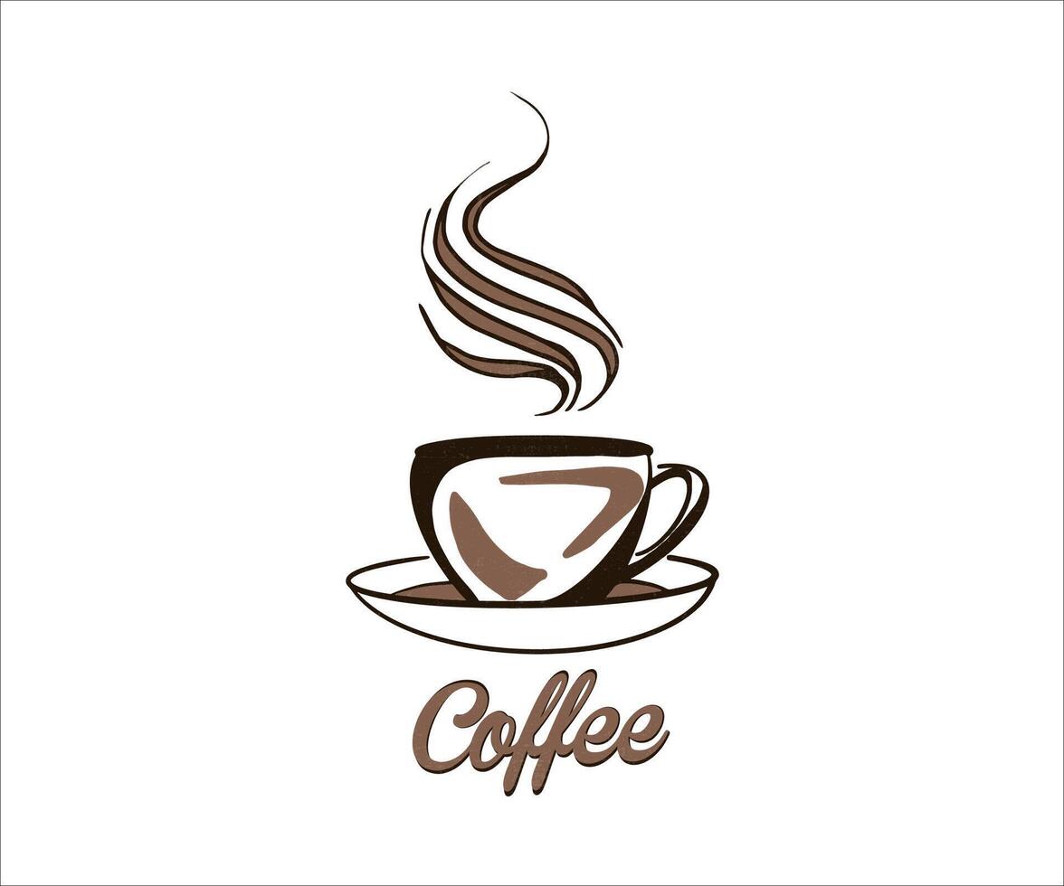 café taza logo ilustración diseño. tipografía y mano letras café citas para póster, regalo tarjeta, jarra y camiseta. vector