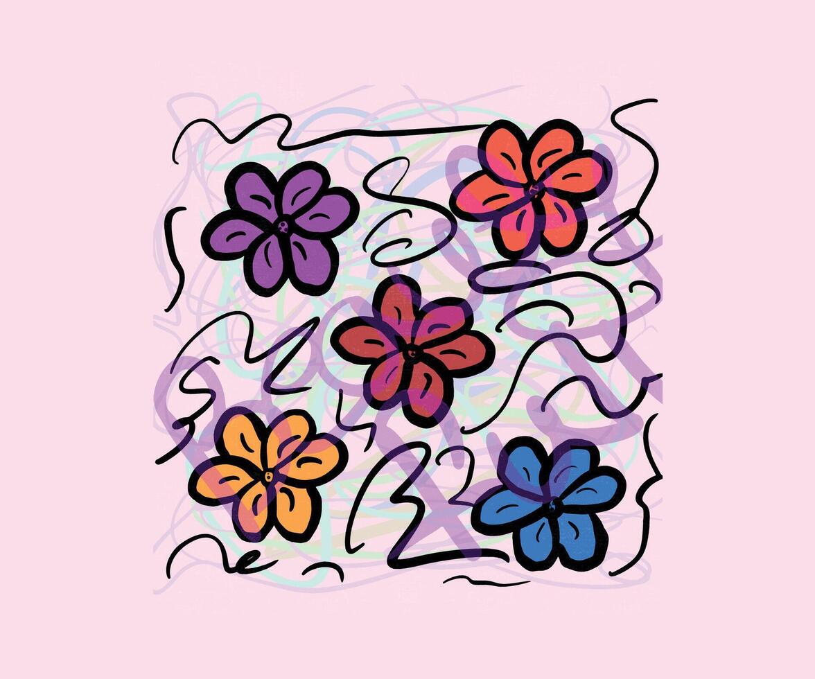 natural tropical flores como Moda impresión. traje para ilustración, fondo de pantalla, tela impresión. conjunto de resumen flor carteles de moda botánico pared letras con floral diseño. vector