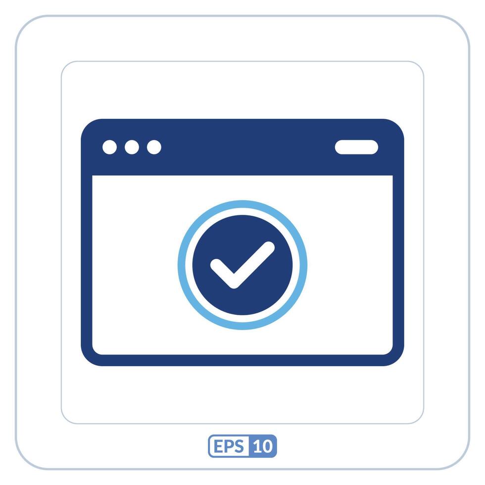 Digital passed icon. Blue icon of a check mark on a computer screen vector