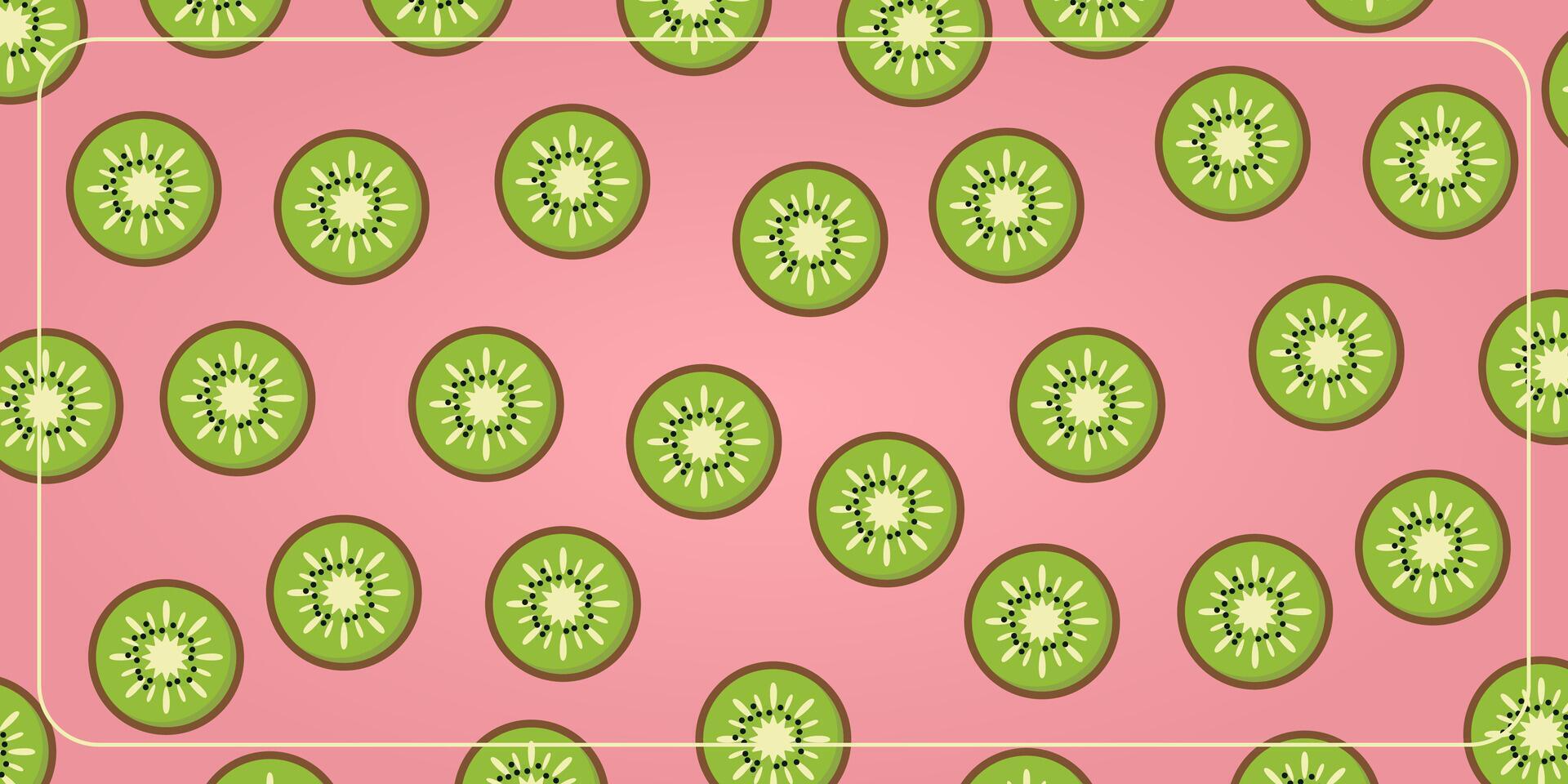 rosado antecedentes con kiwi Fruta icono. diseño para bandera, póster, saludo tarjeta, social medios de comunicación. vector