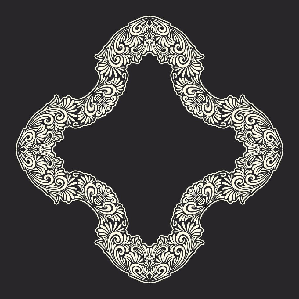Ornament floral design element for frame, border, and wedding with vintage style vector