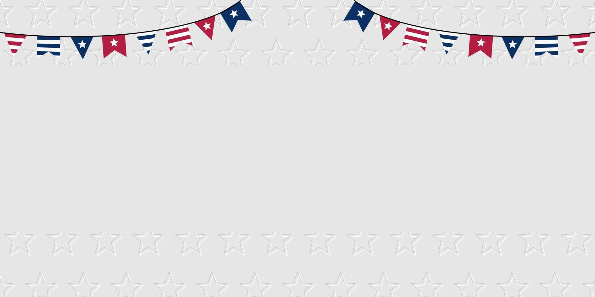 american holiday celebration background with free copy space area. design with flag ornament for banner, greeting card, poster, web, social media. vector