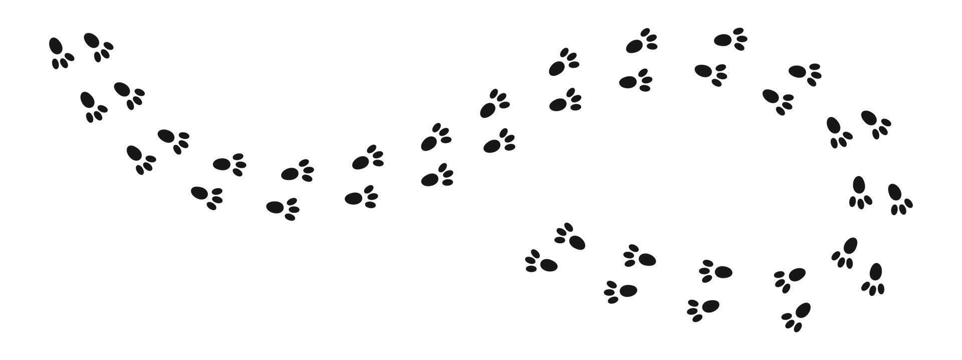 Bunny pawprints. Rabbit paw silhouettes stamps. Trace of wet or mud steps of running or walking hare vector