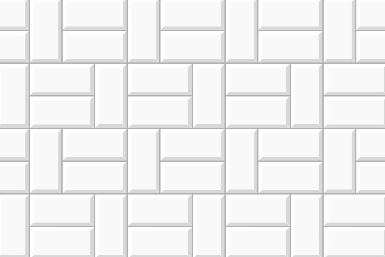 White basket weave tile mosaic layout. Stone or ceramic brick wall background. Kitchen backsplash texture. Bathroom or toilet floor decoration. Sidewalk texture vector