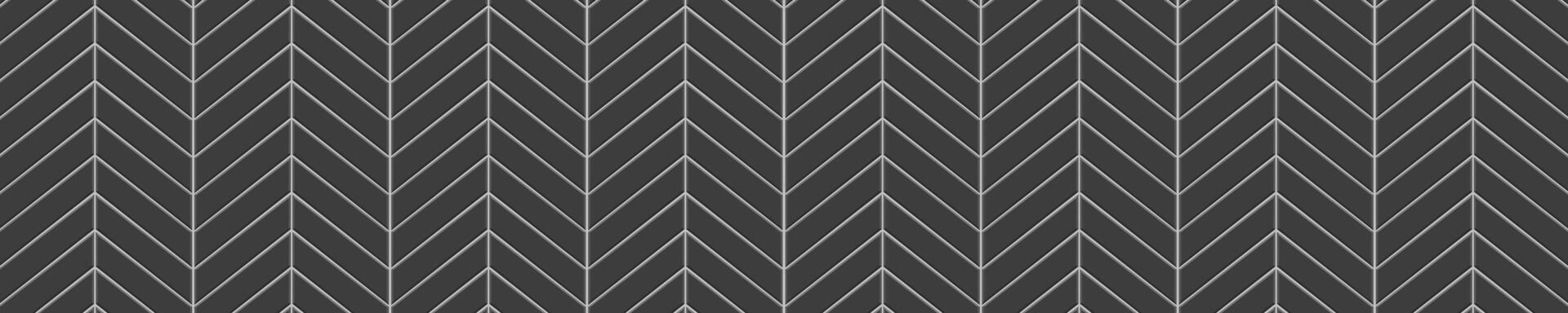 negro cheurón loseta horizontal sin costura modelo. cocina protector contra salpicaduras o baño piso zigzag textura. Roca o cerámico ladrillo pared antecedentes. fachada o interior decoración vector