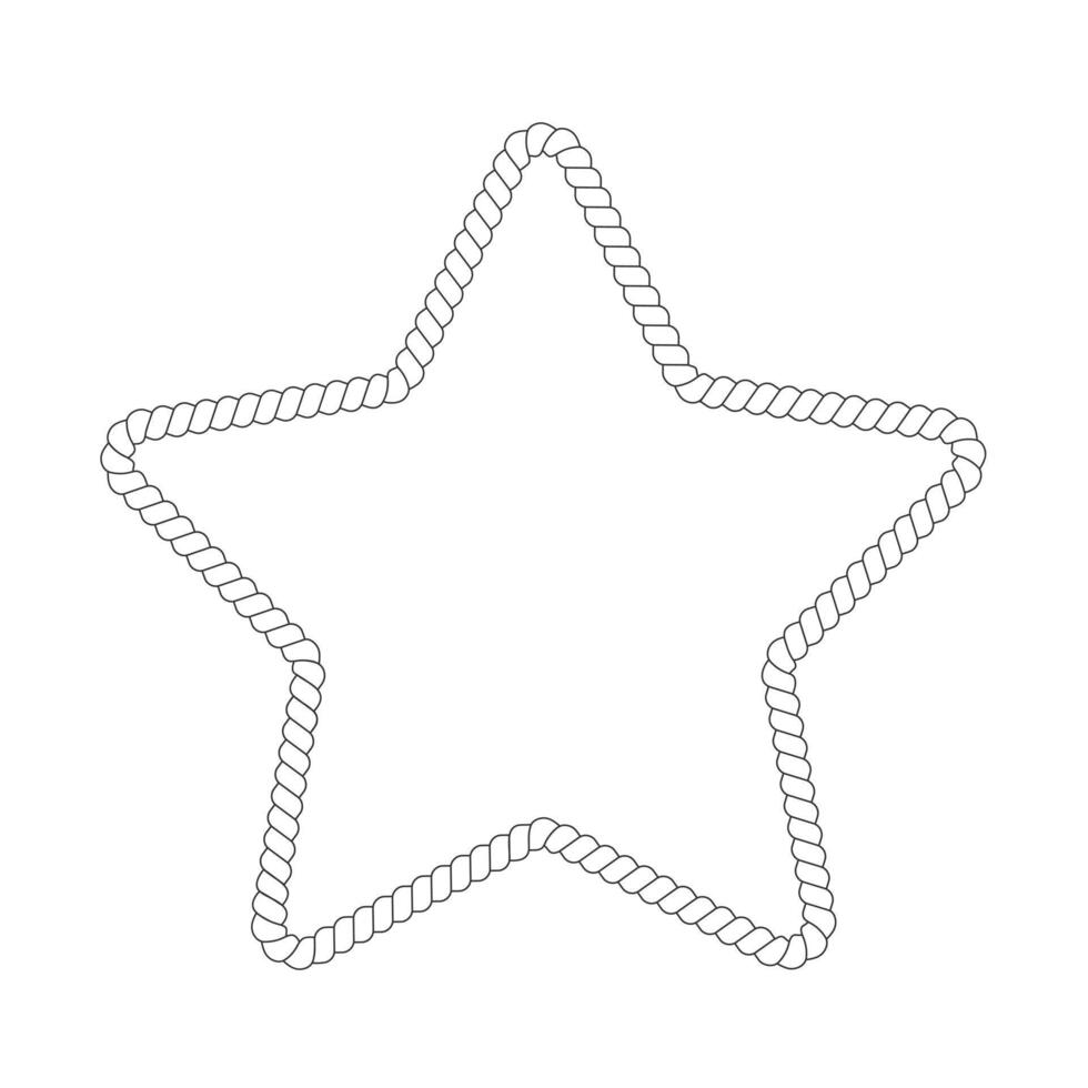 Star shaped rope framefor photo or picture in retro yacht style. Nautical design element for print and decoration. Maritime theme border vector