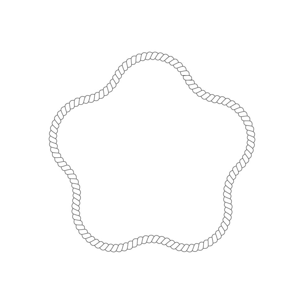 Flower shaped rope frame for photo or picture in retro marine style. Nautical design element for print and decoration. Maritime theme border vector