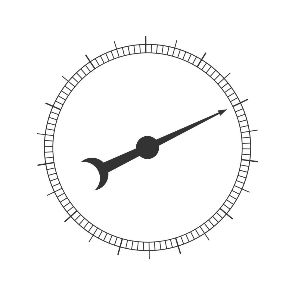 Round measuring scale with arrow. Template of chronometer, barometer, compass, level meter tool vector