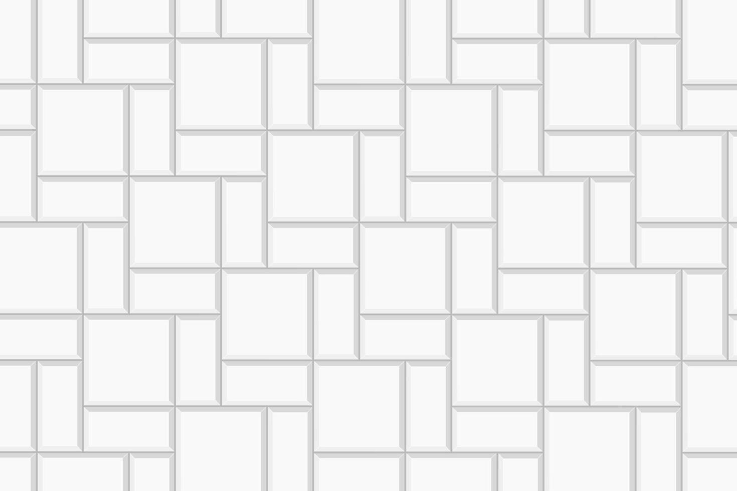 White brickweave tile layout. Pavement mosaic texture. Stone or ceramic brick wall background. Kitchen backsplash texture. Bathroom, shower or toilet floor decoration vector