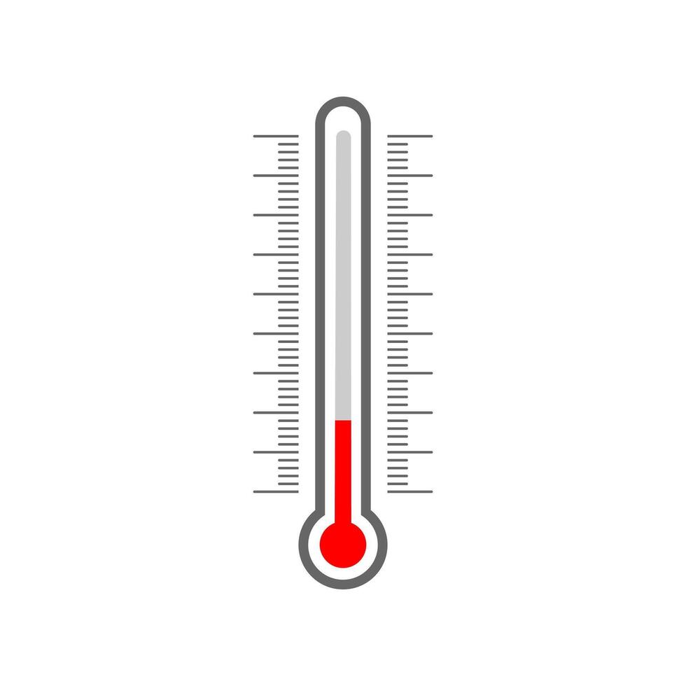 Meteorological thermometer glass tube silhouette and Celsius and Fahrenheit degree scale. Temperature measuring, climate control tool vector