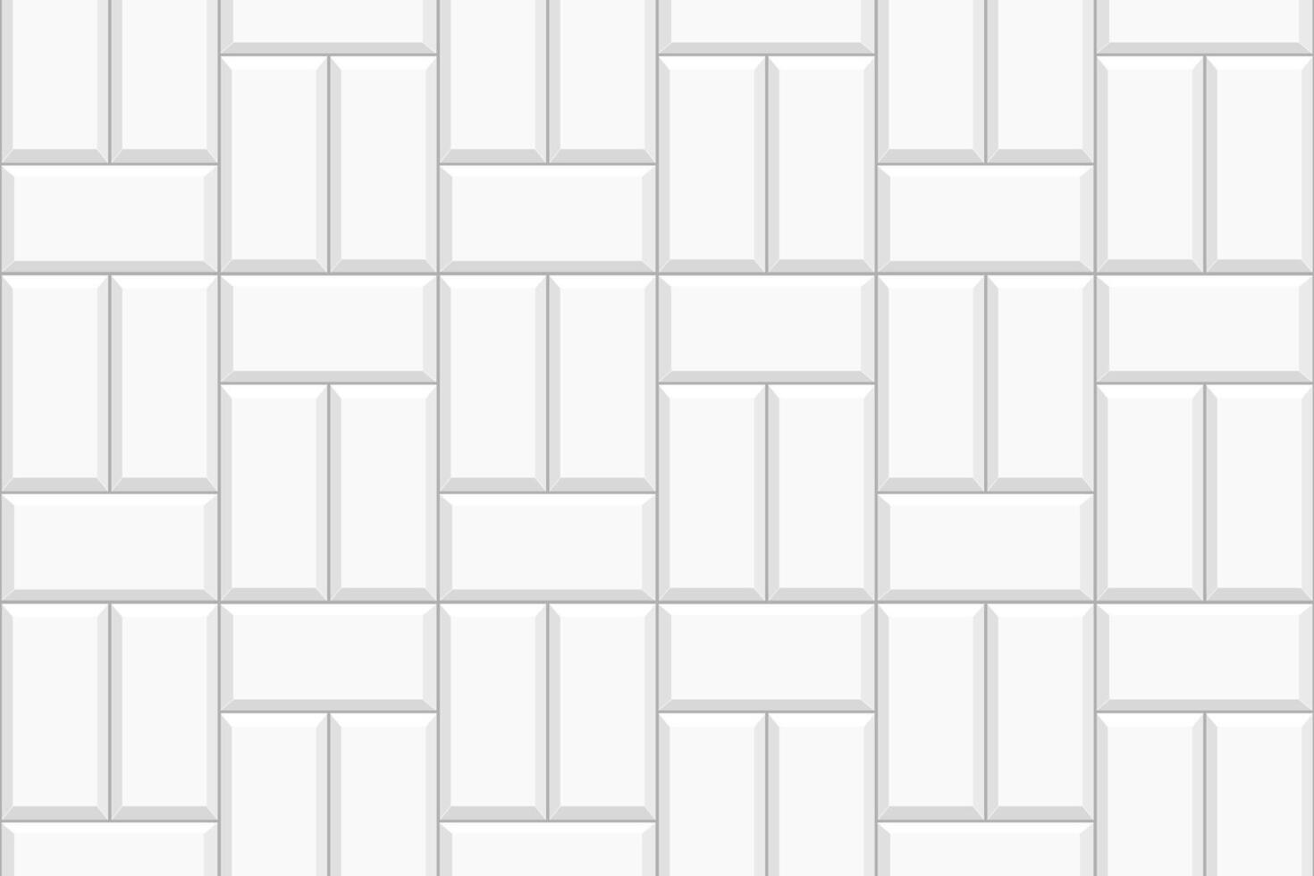 White basketweave tile texture. Stone or ceramic brick wall background. Kitchen backsplash seamless pattern. Shower or bathroom floor surface. Causeway mosaic layout vector