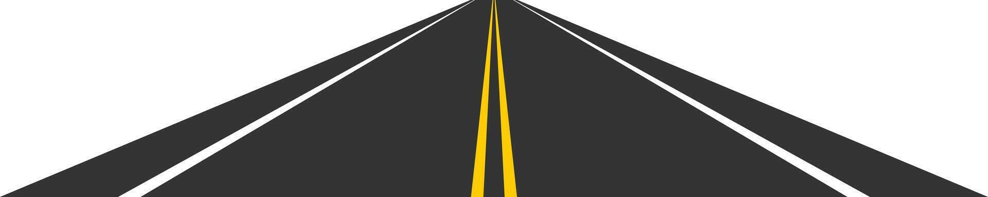 Perspective view of road going far away. Empty highway with marking stretching into distance. Travelling, trip, forward movement, future concept vector