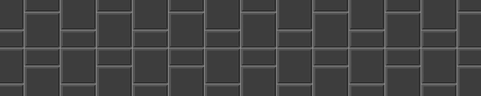 Black vertical alternating tile pattern. Sidewalk mosaic layout. Stone or ceramic brick wall background. Kitchen backsplash texture. Bathroom or toilet floor decoration vector