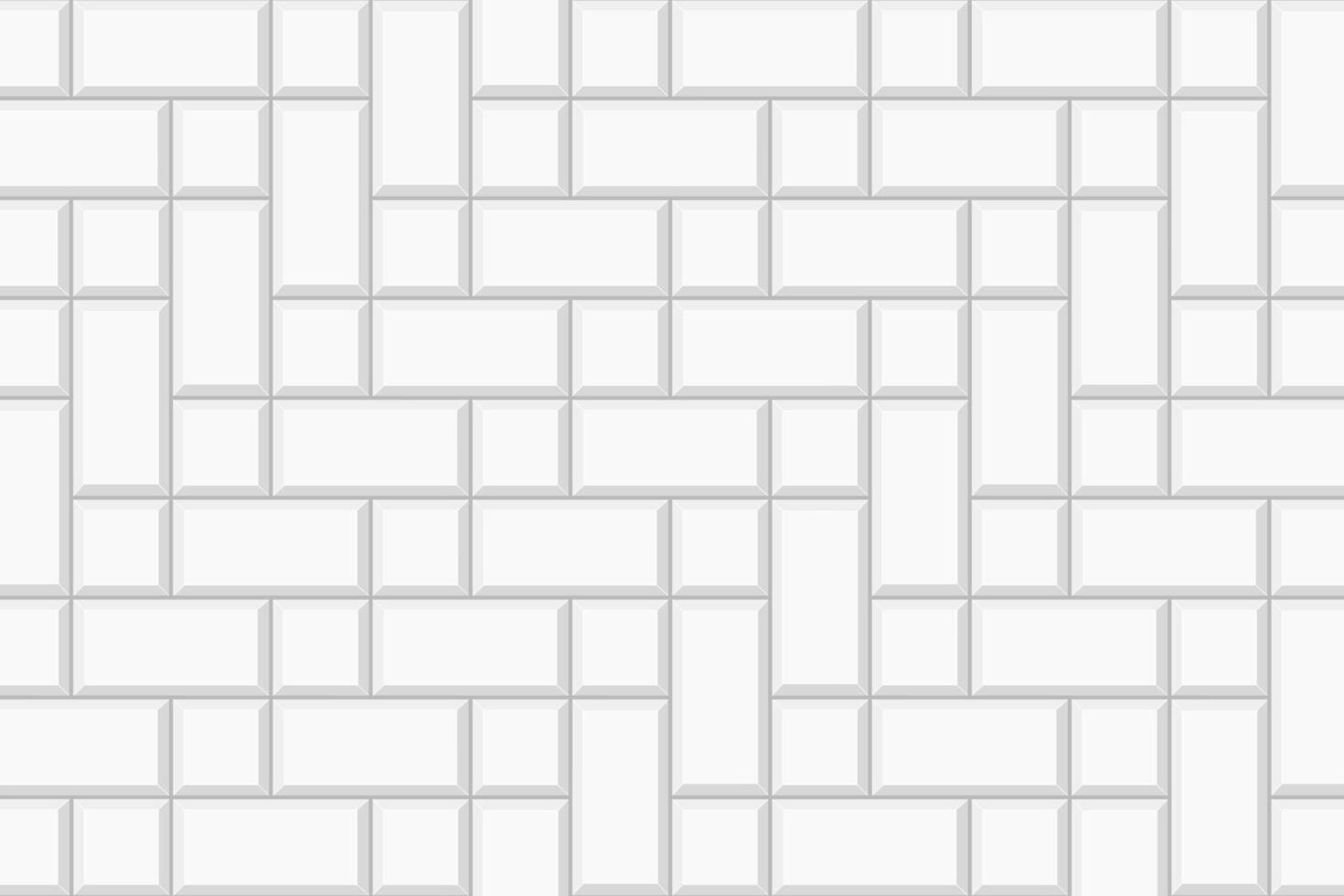 White herringbone inserted tile texture. Stone or ceramic brick wall background. Kitchen backsplash mosaic layout. Bathroom, shower or toilet floor decoration vector