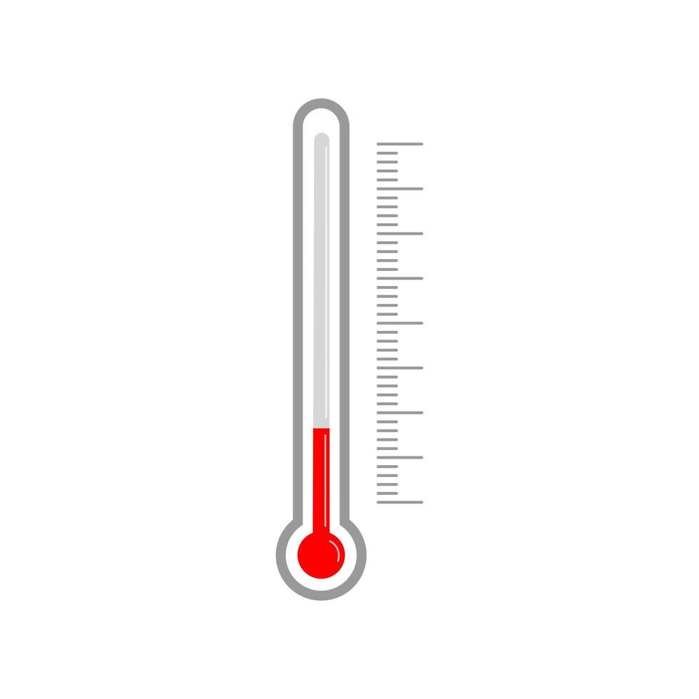 Meteorological thermometer glass tube with mercury and graphic scale degree. Vertical indoor or outdoor temperature measuring tool vector