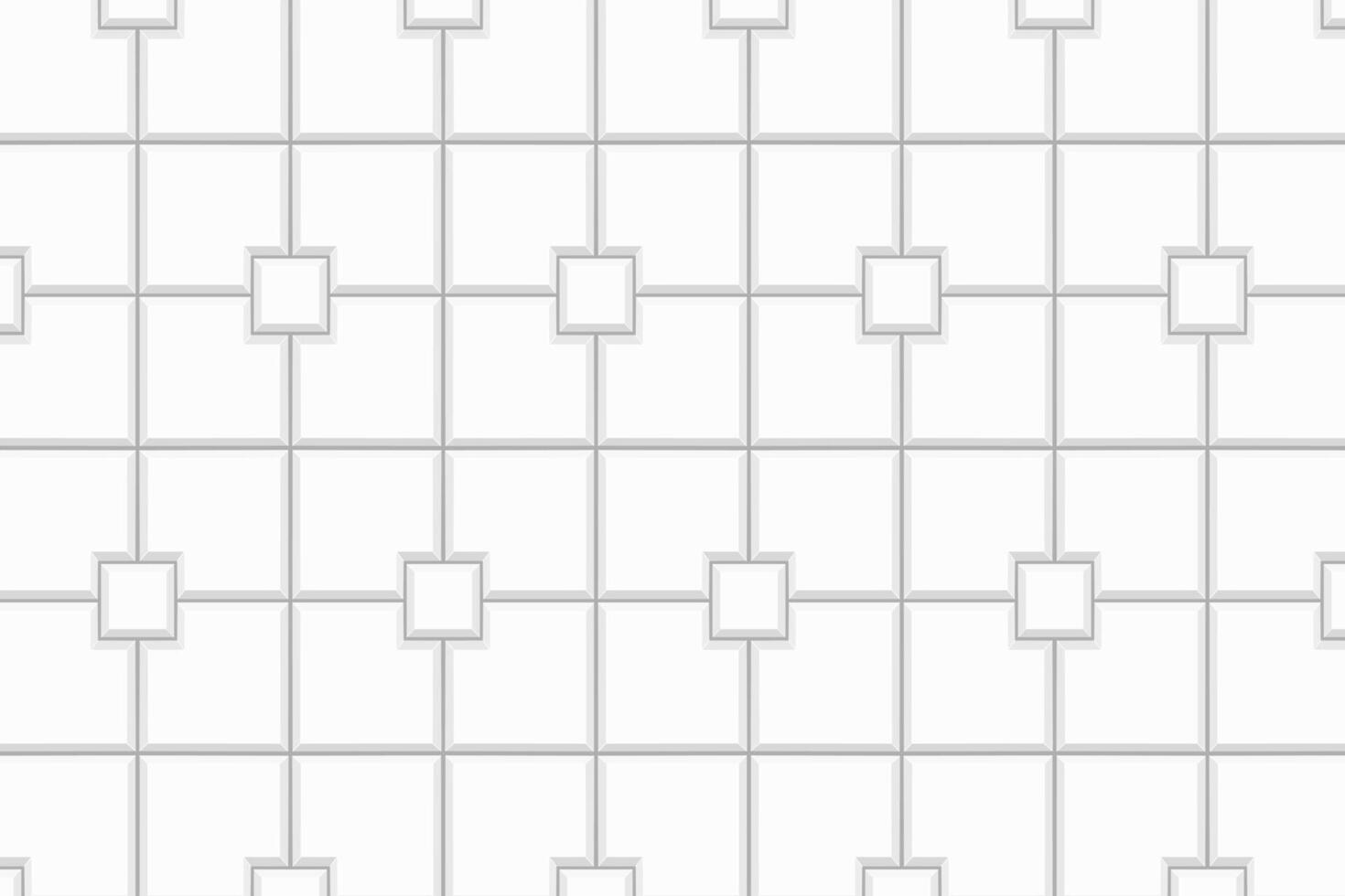 White sidewalk square tile seamless pattern. Stone or ceramic brick wall texture. Kitchen backsplash, shower or bathroom floor background. Outdoor or indoor mosaic layout vector