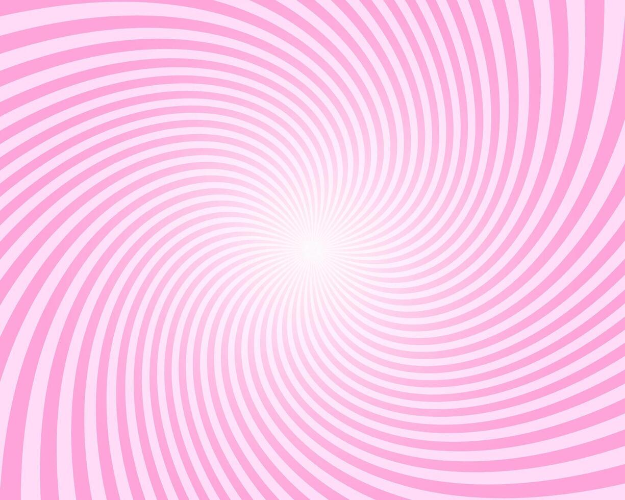 Pink circus background. Twisted stipes, pinwheel, spiral, vortex pattern. Strawberry bubble gum, sweet lollipop candy, ice cream texture vector