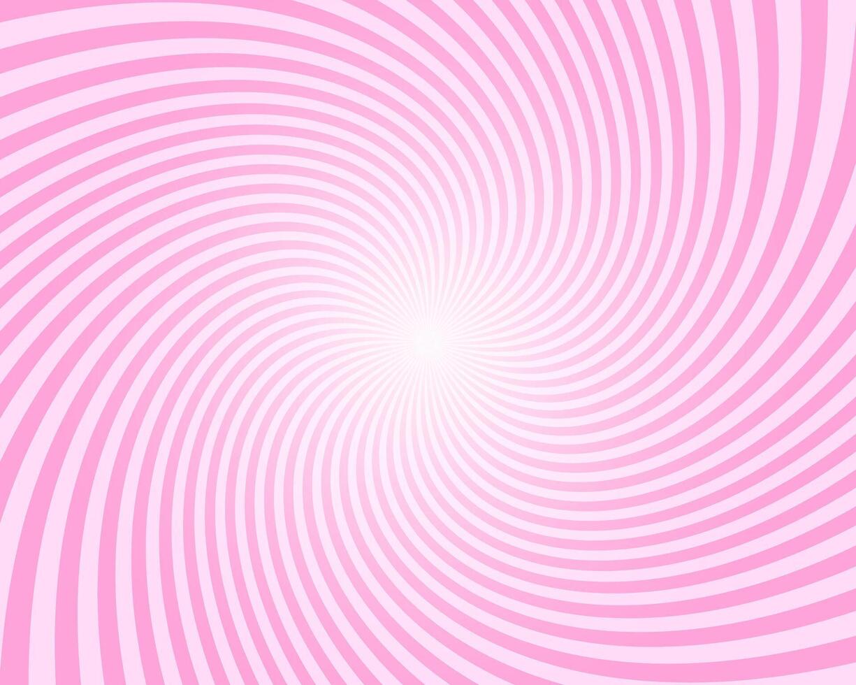 Pink circus background. Twisted stipes, pinwheel, spiral, vortex pattern. Strawberry bubble gum, sweet lollipop candy, ice cream texture vector