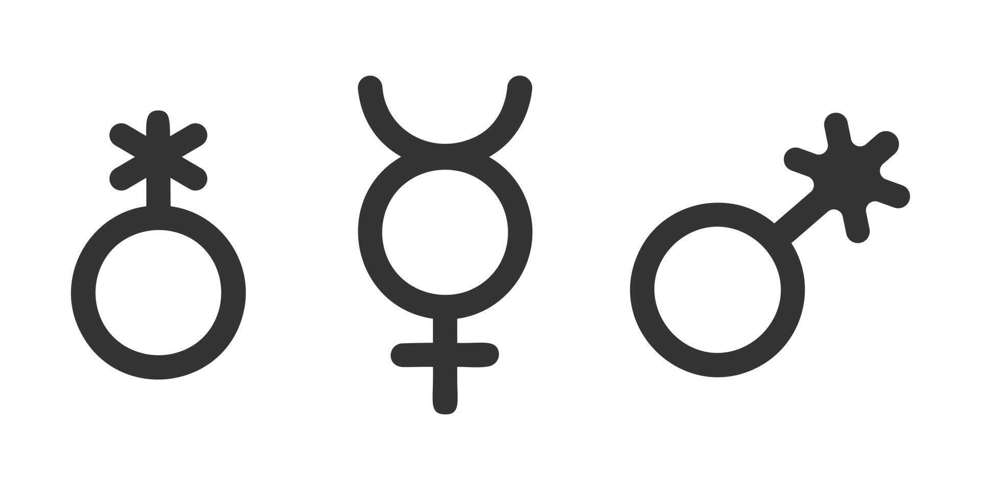 Set of non binary icons. Public restroom or locker room symbols for genderless persons isolated on white background. Gender identity concept vector