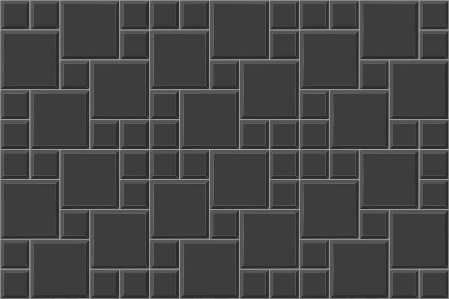 Black multi pinwheel tile pattern. Kitchen backsplash mosaic surface. Bathroom, shower or toilet floor decoration. Pavement texture. Stone or ceramic brick wall background vector