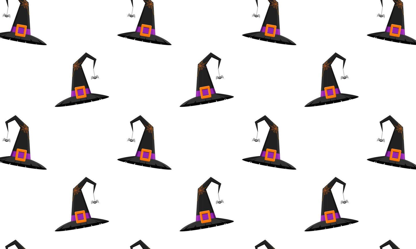 Black witch hats seamless pattern. Halloween party background. Fabric design, paper print vector