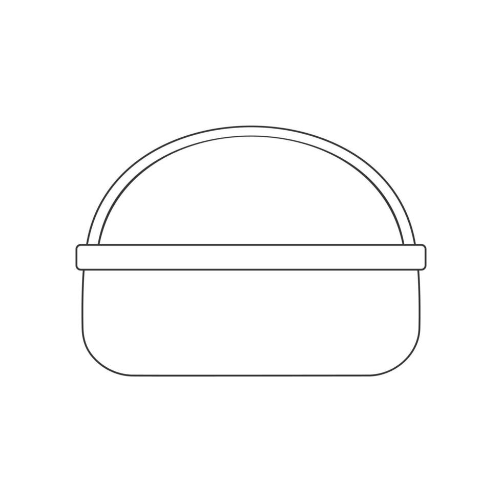 Empty wicker picnic basket icon. Hand made woven willow hamper vector